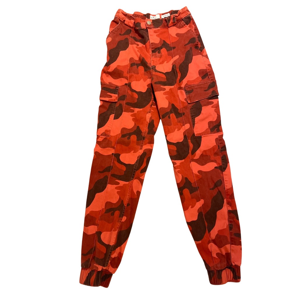 Hollister Cargo Pants Women's Size S‎ Ultra High Rise Camo Red Brown Casual